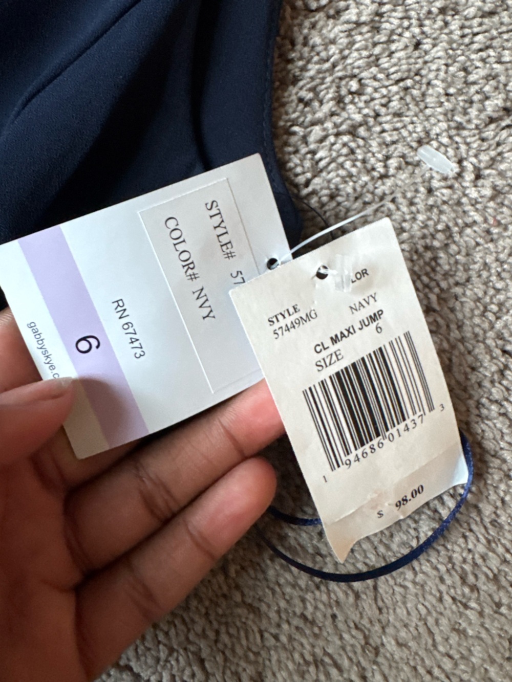 Gabby Skye Navy Wide Leg Jumpsuit Sleeveless V Neck Formal NWT SIZE 6 - Picture 6 of 8